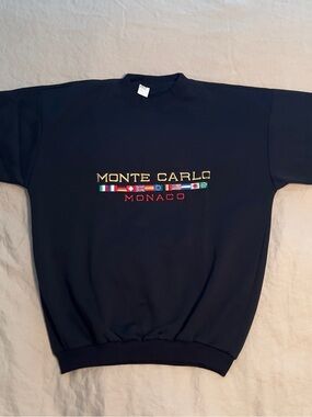 Monte Carlo Monaco Embroidered Black Men's Sweater